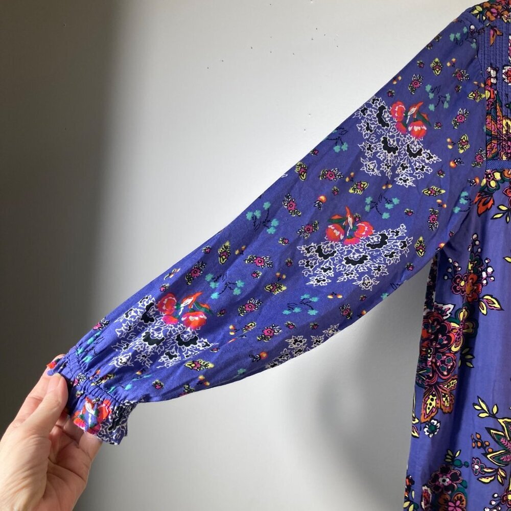 Womens Anthropologie Floral Boho Ruffle Lace Dress Purple S Viscose Cotton - Picture 4 of 10
